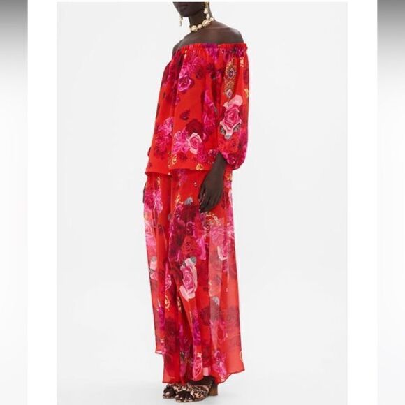 NWT Camilla  Red Frill Off Shoulder Top in Italian Rosa - Picture 6 of 15